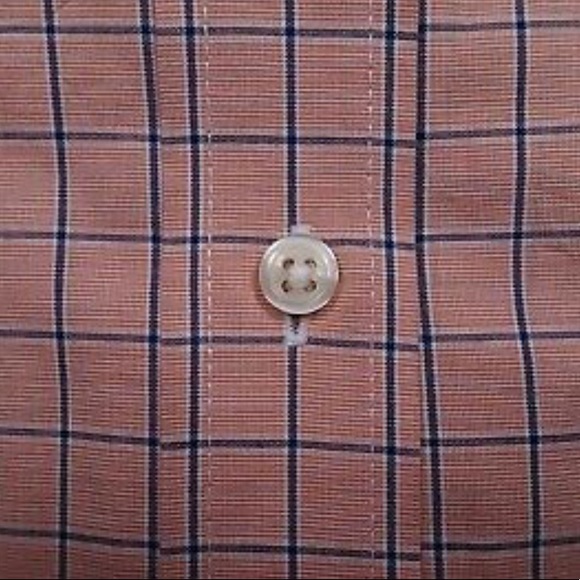 CLUB ROOM Men's Rust Orange Navy Grid Regular Fit Dress Shirt NEW 18 36/37 - Picture 2 of 3